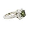 Image 1 : 14KT White Gold 1.88ct Green Tourmaline and Diamond Ring