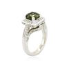 Image 3 : 14KT White Gold 1.88ct Green Tourmaline and Diamond Ring