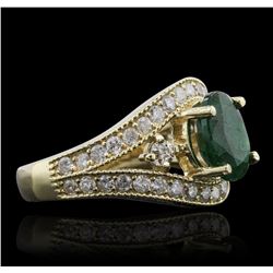 14KT Yellow Gold 1.63ct Emerald and Diamond Ring