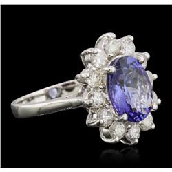 14KT White Gold 3.13ct Tanzanite and Diamond Ring