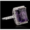 Image 1 : 14KT White Gold 6.43ct Amethyst and Diamond Ring