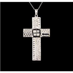 2.10ctw Diamond Cross Pendant With Chain - 14KT White Gold