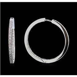 0.76ctw Diamond Hoop Earrings - 18KT White Gold