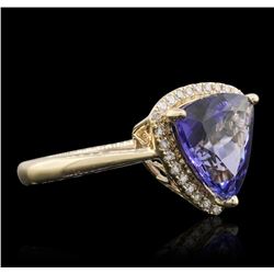 14KT Yellow Gold 3.50ct Tanzanite and Diamond Ring