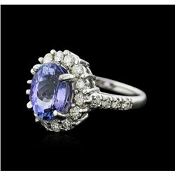 14KT White Gold 3.82ct Tanzanite and Diamond Ring