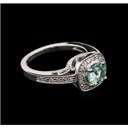 0.79ct Paraiba Tourmaline and Diamond Ring - 14KT White Gold