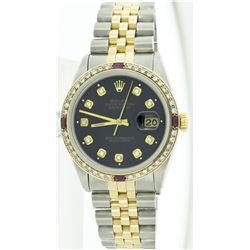 Rolex Two-Tone 1.00ctw Diamond and Ruby DateJust Men's Watch