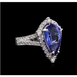 4.03ct Tanzanite and Diamond Ring - 14KT White Gold