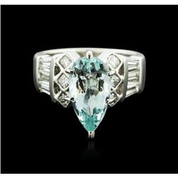 Platinum 2.07ct Aquamarine and Diamond Ring