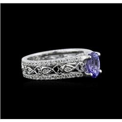 1.04ct Tanzanite and Diamond Ring - 18KT White Gold