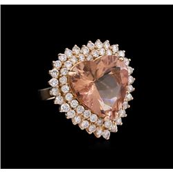 15.60ct Morganite and Diamond Ring - 14KT Rose Gold