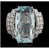 Image 2 : 14KT White Gold GIA Certified 15.62ct Aquamarine and Diamond Ring