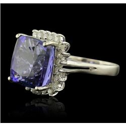 14KT White Gold 12.95ct GIA Certified Tanzanite and Diamond Ring