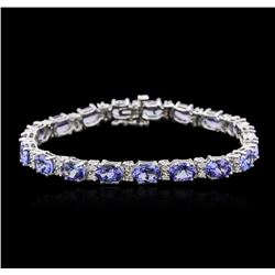 14KT White Gold 14.82ctw Tanzanite and Diamond Bracelet