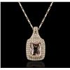 Image 1 : 14KT Two-Tone Gold 2.02ct Morganite and Diamond Pendant With Chain