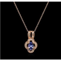 14KT Rose Gold 0.68ct Sapphire and Diamond Pendant With Chain