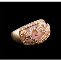 14KT Rose Gold 3.85ct Pink Opal and Diamond Ring