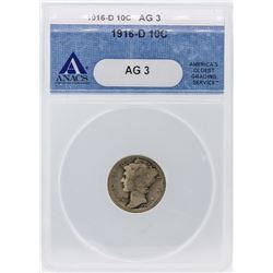 1916-D ANACS AG3 Mercury Dime