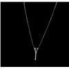 Image 2 : 14KT White Gold 0.12ctw Diamond Pendant With Chain