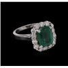 Image 1 : 3.50ct Emerald and Diamond Ring - 14KT White Gold