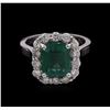 Image 2 : 3.50ct Emerald and Diamond Ring - 14KT White Gold