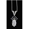 Image 1 : 0.70ct Diamond and Sapphire Pendant With Chain - 14KT White Gold