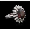 Image 1 : 14KT White Gold 5.66ct Garnet and Diamond Ring