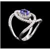Image 3 : 0.82ct Tanzanite and Diamond Ring - 14KT White Gold