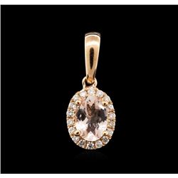 14KT Rose Gold 0.66ct Morganite and Diamond Pendant