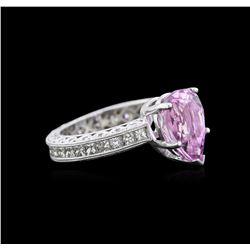 3.17ct Kunzite and Diamond Ring - 14KT White Gold