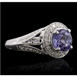 14KT White Gold 1.68ct Tanzanite and Diamond Ring