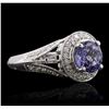 Image 1 : 14KT White Gold 1.68ct Tanzanite and Diamond Ring