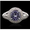 Image 2 : 14KT White Gold 1.68ct Tanzanite and Diamond Ring