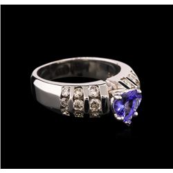 0.96ct Tanzanite and Diamond Ring - 14KT White Gold