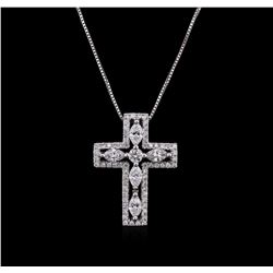 0.75ctw Diamond Cross Pendant With Chain - 14KT White Gold