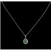Image 2 : 1.93ct Emerald and Diamond Pendant With Chain - 14KT Yellow Gold