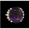 Image 1 : 19.84ct Amethyst and Diamond Ring - 18KT Yellow Gold