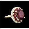 Image 2 : 14KT Yellow Gold 10.13ctw Ruby and Diamond Ring