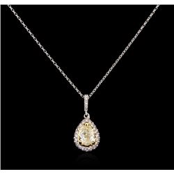 1.36ctw Fancy Yellow Diamond Pendant With Chain - 14KT Two-Tone Gold