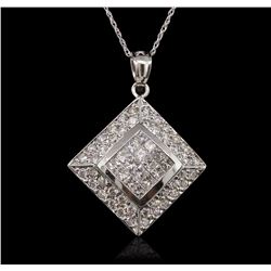 14KT White Gold 1.33ctw Diamond Pendant With Chain