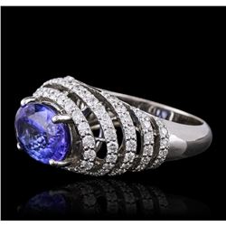 14KT White Gold 3.11ct Tanzanite and Diamond Ring