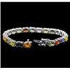 Image 3 : 21.50ctw Multi Color Sapphire Bracelet - 14KT White Gold