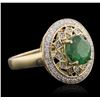Image 1 : 14KT Yellow Gold 2.09ct Emerald and Diamond Ring