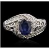 Image 1 : 14KT White Gold 1.51ct Sapphire and Diamond Ring