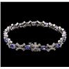 Image 2 : 5.07ctw Tanzanite and Diamond Bracelet - 14KT White Gold