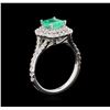 Image 3 : 0.92ct Emerald and Diamond Ring - 14KT White Gold