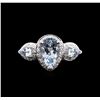 Image 2 : 2.54ctw Aquamarine and Diamond Ring - 18KT White Gold