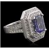 Image 1 : 14KT White Gold 2.74ct Tanzanite and Diamond Ring