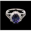 Image 2 : 2.60ct Tanzanite and Diamond Ring - 14KT White Gold