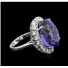 Image 2 : 14KT White Gold GIA Certified 28.36ct Tanzanite and Diamond Ring